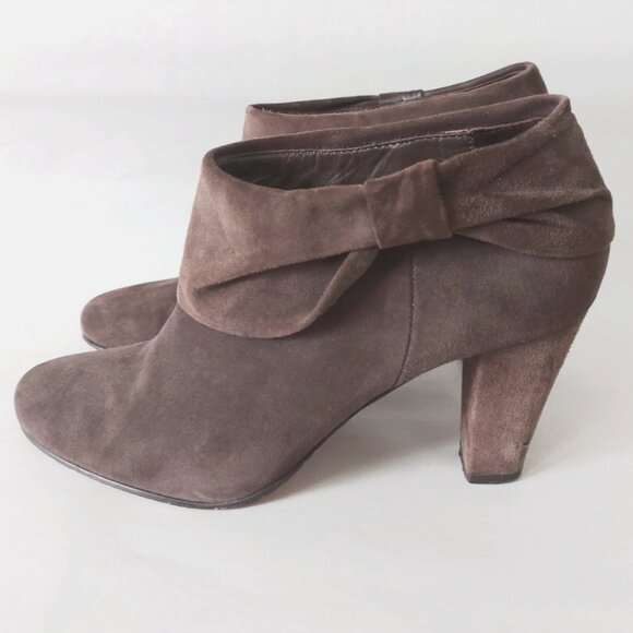 Kate Spade New York Ankle Boots Size  8 Bison Dark Brown Suede Bow Cuff Comfort - Picture 4 of 14